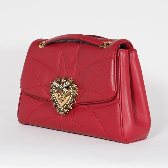 Dolce & Gabbana Red Quilted Nappa Leather Large Devotion Bag - Picture 3 of 16